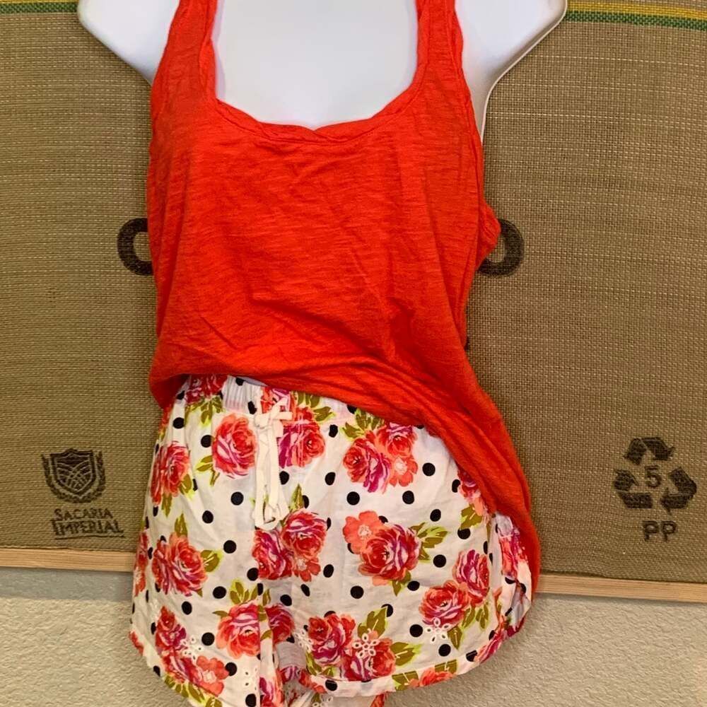 Victoria's Secret Pajama Set Racerback Tank & Floral Eyelet Shorts M